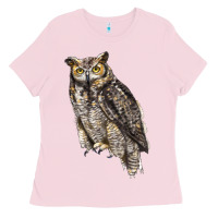 Bubblegum Pink Great Horned Owl Ladies Tee - LillyAllenDesigns