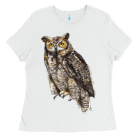 White Great Horned Owl Ladies Tee - LillyAllenDesigns