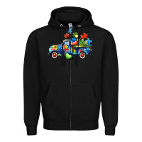 Black Autism truck Zipper Hoodie - CowGirlArtShop