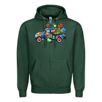 Sports Green Autism truck Zipper Hoodie - CowGirlArtShop
