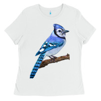 White Blue Jay Bird Ladies Tee - LillyAllenDesigns