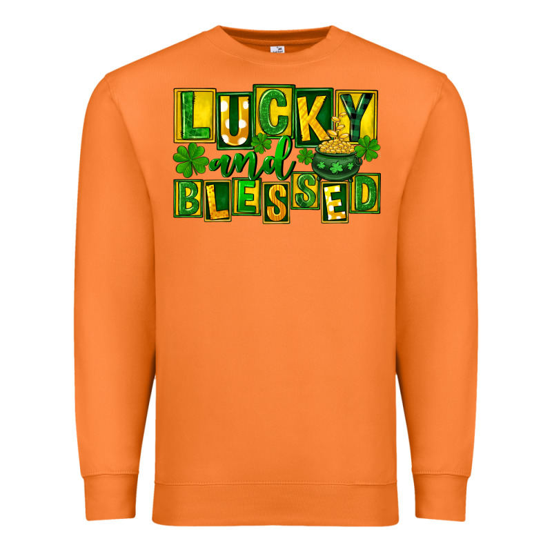Lucky And Blessed St. Patricks Day Premium Sweatshirt by FaDigitalArtStudio | Teevron