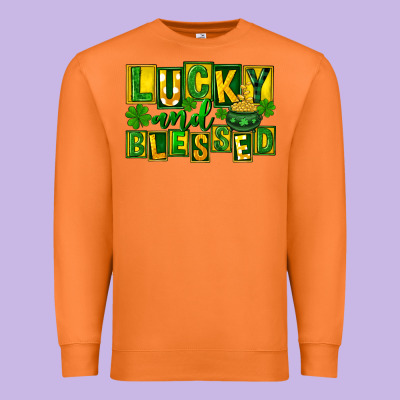 Lucky And Blessed St. Patricks Day Premium Sweatshirt Designed By Fadigitalartstudio