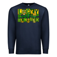 Navy Lucky and blessed St. Patricks Day Premium Sweatshirt - FaDigitalArtStudio