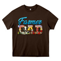 Chocolate Brown Western Farmer Dad Heavy Core Tee - LillyAllenDesigns