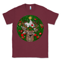Burgundy deer christmas Classic Tee - BundleAndBundleShop