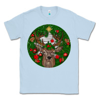 Dusty Blue deer christmas Classic Tee - BundleAndBundleShop