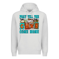 Dove Grey pray till the cows come home olivia Premium Hoodie - OliviaCreatesArt