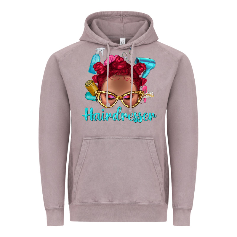 Afro Bantu Knots Red Hairdresser With Leopard Glasses Bbs Vintage Hoodie by BundleAndBundleShop | Teevron