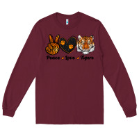Burgundy peace love tigers Long Sleeve Tee - RanaPortraitStore