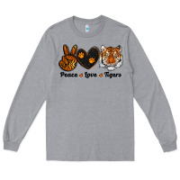 Heather Grey peace love tigers Long Sleeve Tee - RanaPortraitStore