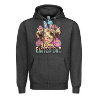 Charcoal Heather Happy Easter Day cow Zipper Hoodie - HowdyJamesFarm