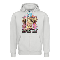 Dove Grey Happy Easter Day cow Zipper Hoodie - HowdyJamesFarm