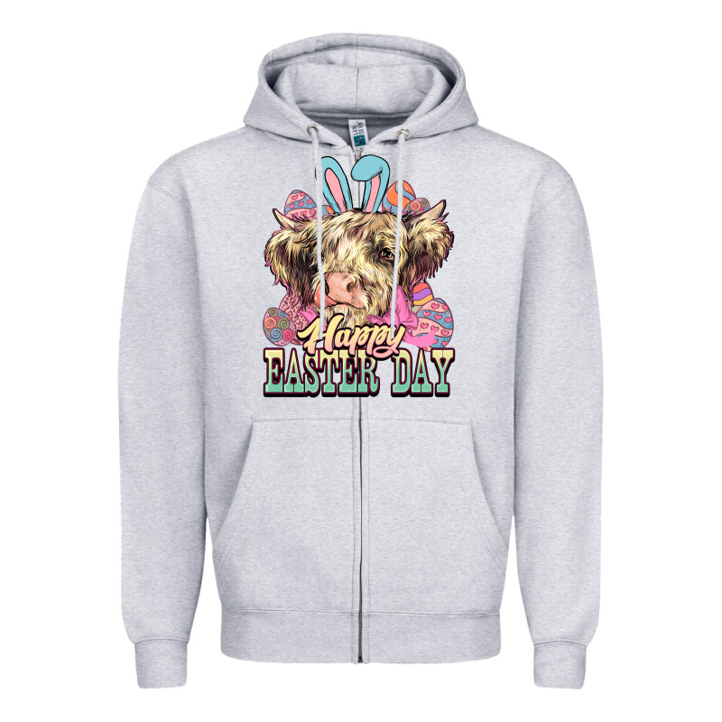 Happy Easter Day Cow Zipper Hoodie by HowdyJamesFarm | Teevron