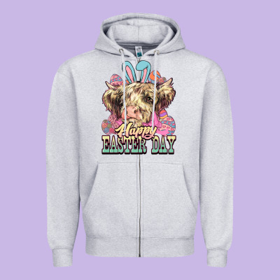 Happy Easter Day Cow Zipper Hoodie Designed By Howdyjamesfarm