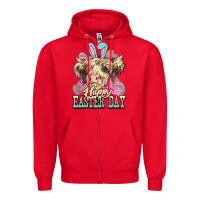 Red Happy Easter Day cow Zipper Hoodie - HowdyJamesFarm