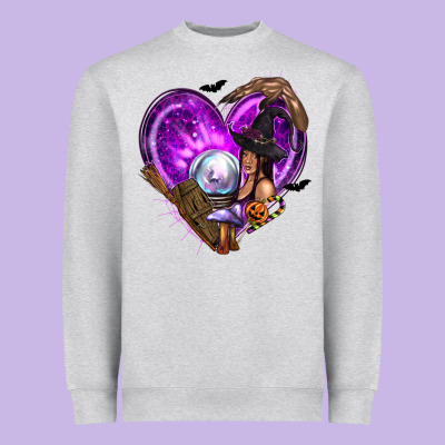 Halloween Heart With Witch Heavyweight Sweatshirt Designed By Texasbilliewilder