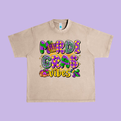 Mardi Gras Vibes Urban Heavy Tee Designed By Lillyallendesigns