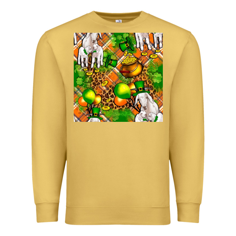 St. Patrick's Goat Family With Balloons Seamless Premium Sweatshirt by FaDigitalArtStudio | Teevron
