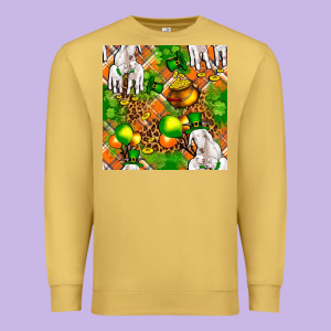 St. Patrick's Goat Family With Balloons Seamless Premium Sweatshirt Designed By Fadigitalartstudio