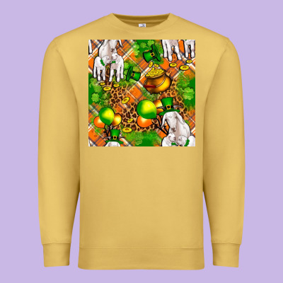 St. Patrick's Goat Family With Balloons Seamless Premium Sweatshirt Designed By Fadigitalartstudio