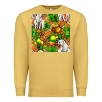 Antique Gold St. Patrick's Goat Family With Balloons Seamless Premium Sweatshirt - FaDigitalArtStudio