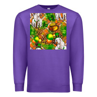Purple St. Patrick's Goat Family With Balloons Seamless Premium Sweatshirt - FaDigitalArtStudio