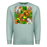 Seafoam St. Patrick's Goat Family With Balloons Seamless Premium Sweatshirt - FaDigitalArtStudio