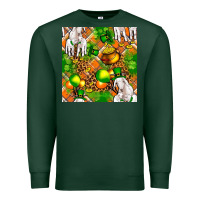 Sports Green St. Patrick's Goat Family With Balloons Seamless Premium Sweatshirt - FaDigitalArtStudio