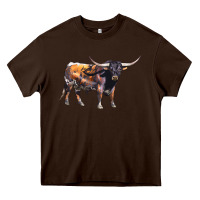 Chocolate Brown Texas Longhorn Bull Heavy Core Tee - LillyAllenDesigns