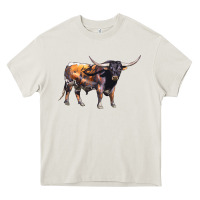 Cream Texas Longhorn Bull Heavy Core Tee - LillyAllenDesigns