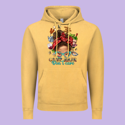 Camp Hair Dont Care Messy Bun Bbs Vintage Hoodie Designed By Bundleandbundleshop