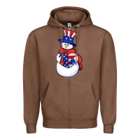 Chestnut Patriotic snowman 4th of july Zipper Hoodie - HowdyJamesFarm