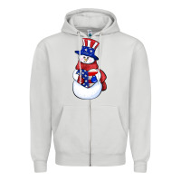 Dove Grey Patriotic snowman 4th of july Zipper Hoodie - HowdyJamesFarm