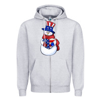 Heather Grey Patriotic snowman 4th of july Zipper Hoodie - HowdyJamesFarm