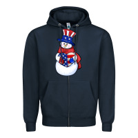 Navy Patriotic snowman 4th of july Zipper Hoodie - HowdyJamesFarm