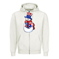 Oatmeal Heather Patriotic snowman 4th of july Zipper Hoodie - HowdyJamesFarm