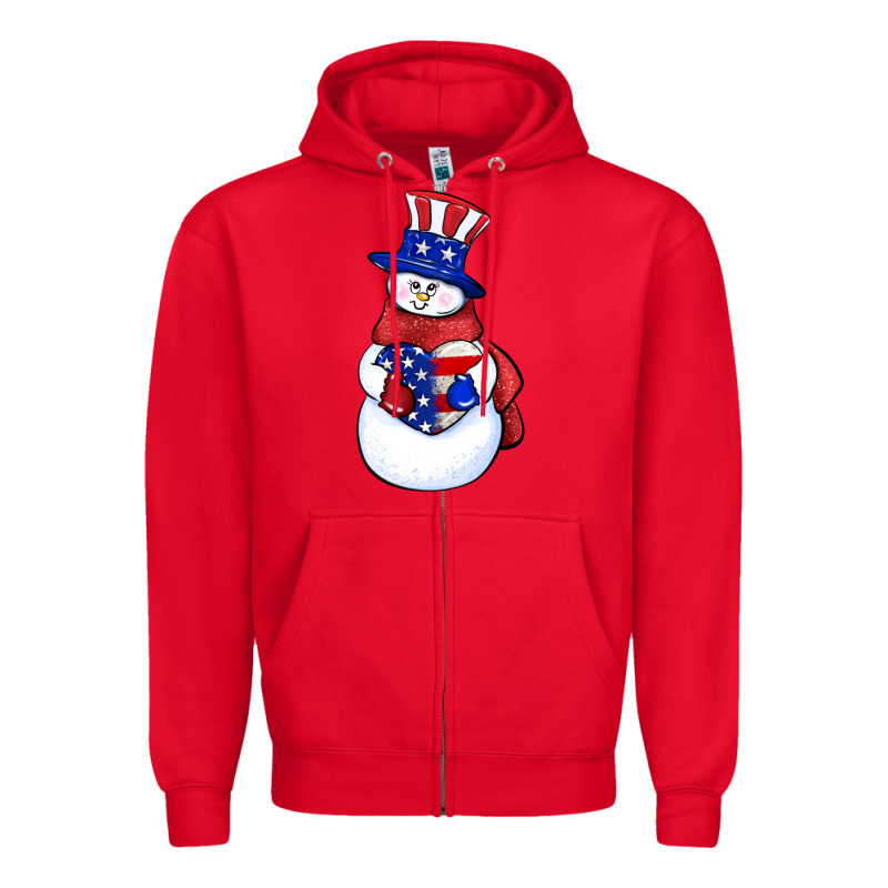 Patriotic Snowman 4th Of July Zipper Hoodie by HowdyJamesFarm | Teevron