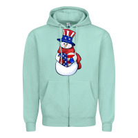 Seafoam Patriotic snowman 4th of july Zipper Hoodie - HowdyJamesFarm
