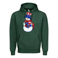 Sports Green Patriotic snowman 4th of july Zipper Hoodie - HowdyJamesFarm