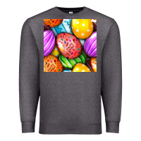 Charcoal Heather Happy Easter Eggs Seamless Pattern Premium Sweatshirt - BundleAndBundleShop