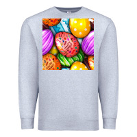 Heather Grey Happy Easter Eggs Seamless Pattern Premium Sweatshirt - BundleAndBundleShop