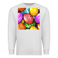 Oatmeal Heather Happy Easter Eggs Seamless Pattern Premium Sweatshirt - BundleAndBundleShop