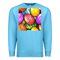 Ocean Blue Happy Easter Eggs Seamless Pattern Premium Sweatshirt - BundleAndBundleShop