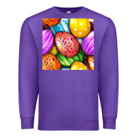 Purple Happy Easter Eggs Seamless Pattern Premium Sweatshirt - BundleAndBundleShop