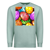 Seafoam Happy Easter Eggs Seamless Pattern Premium Sweatshirt - BundleAndBundleShop