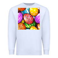 White Happy Easter Eggs Seamless Pattern Premium Sweatshirt - BundleAndBundleShop
