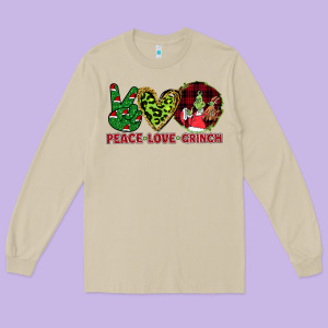 Peace Love Grinch Long Sleeve Tee Designed By Bettercallsaul