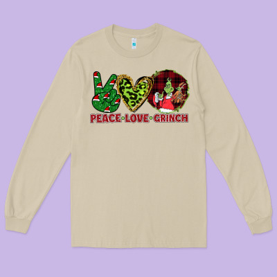 Peace Love Grinch Long Sleeve Tee Designed By Bettercallsaul