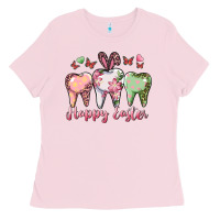 Bubblegum Pink happy easter dental Ladies Tee - RanaPortraitStore
